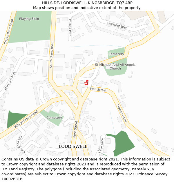 HILLSIDE, LODDISWELL, KINGSBRIDGE, TQ7 4RP: Location map and indicative extent of plot