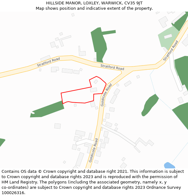 HILLSIDE MANOR, LOXLEY, WARWICK, CV35 9JT: Location map and indicative extent of plot