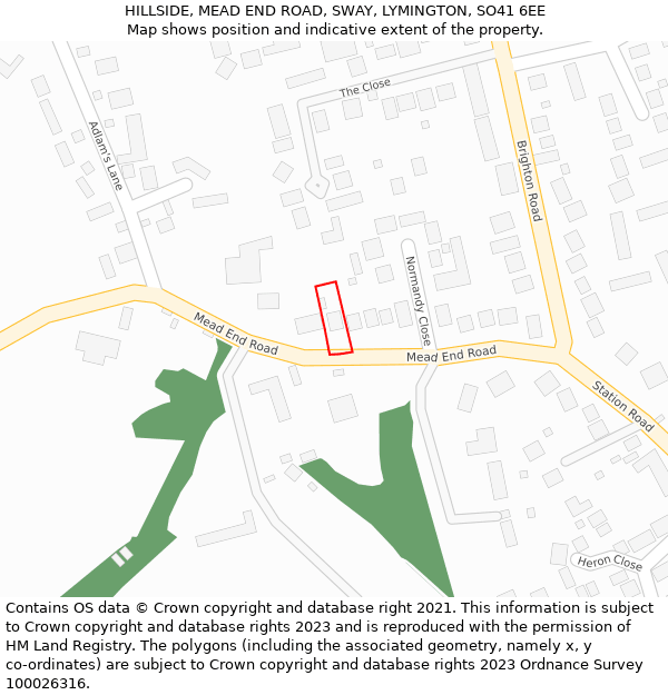 HILLSIDE, MEAD END ROAD, SWAY, LYMINGTON, SO41 6EE: Location map and indicative extent of plot