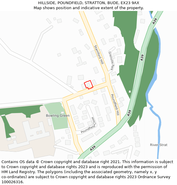 HILLSIDE, POUNDFIELD, STRATTON, BUDE, EX23 9AX: Location map and indicative extent of plot