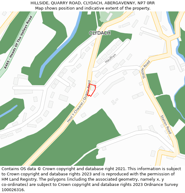 HILLSIDE, QUARRY ROAD, CLYDACH, ABERGAVENNY, NP7 0RR: Location map and indicative extent of plot