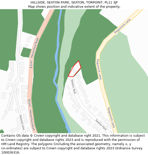 HILLSIDE, SEATON PARK, SEATON, TORPOINT, PL11 3JF: Location map and indicative extent of plot