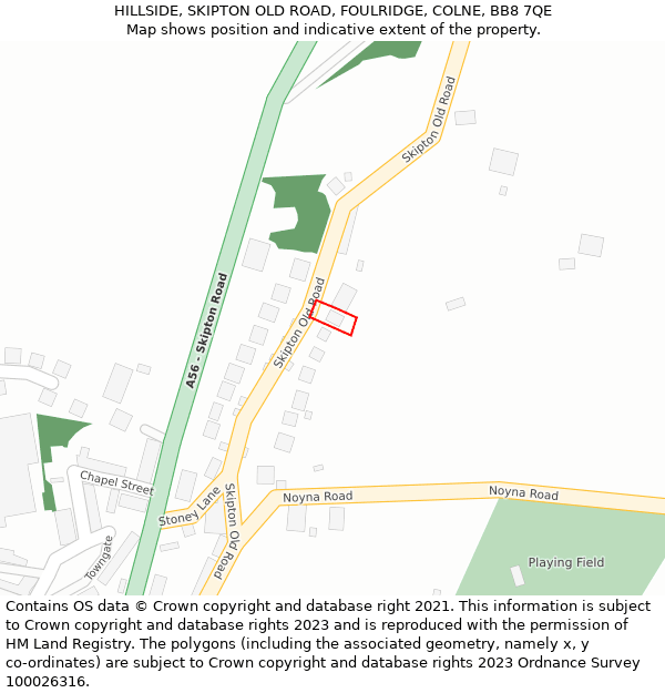 HILLSIDE, SKIPTON OLD ROAD, FOULRIDGE, COLNE, BB8 7QE: Location map and indicative extent of plot