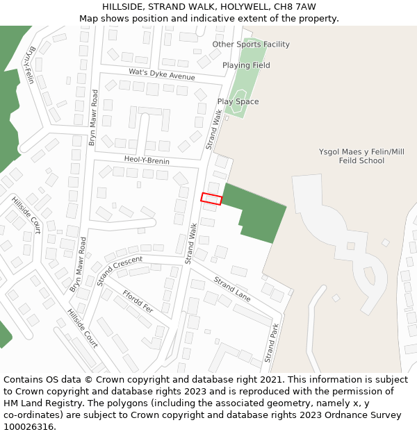 HILLSIDE, STRAND WALK, HOLYWELL, CH8 7AW: Location map and indicative extent of plot