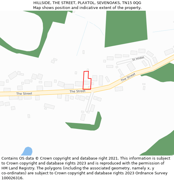 HILLSIDE, THE STREET, PLAXTOL, SEVENOAKS, TN15 0QG: Location map and indicative extent of plot