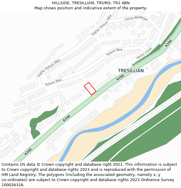 HILLSIDE, TRESILLIAN, TRURO, TR2 4BN: Location map and indicative extent of plot