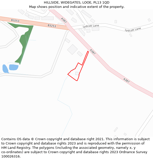 HILLSIDE, WIDEGATES, LOOE, PL13 1QD: Location map and indicative extent of plot