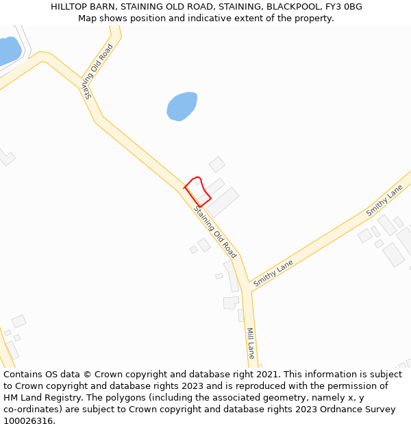 HILLTOP BARN, STAINING OLD ROAD, STAINING, BLACKPOOL, FY3 0BG: Location map and indicative extent of plot