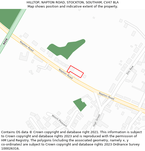 HILLTOP, NAPTON ROAD, STOCKTON, SOUTHAM, CV47 8LA: Location map and indicative extent of plot