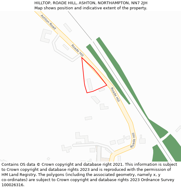 HILLTOP, ROADE HILL, ASHTON, NORTHAMPTON, NN7 2JH: Location map and indicative extent of plot