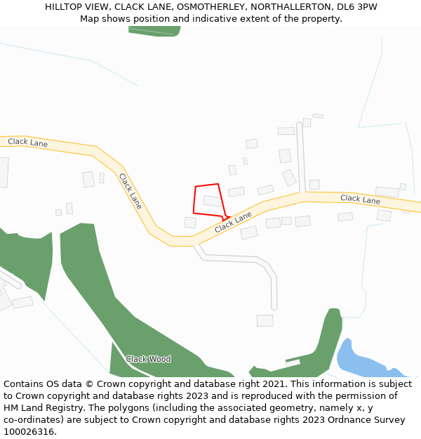 HILLTOP VIEW, CLACK LANE, OSMOTHERLEY, NORTHALLERTON, DL6 3PW: Location map and indicative extent of plot