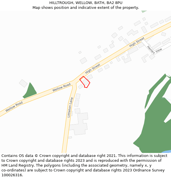HILLTROUGH, WELLOW, BATH, BA2 8PU: Location map and indicative extent of plot