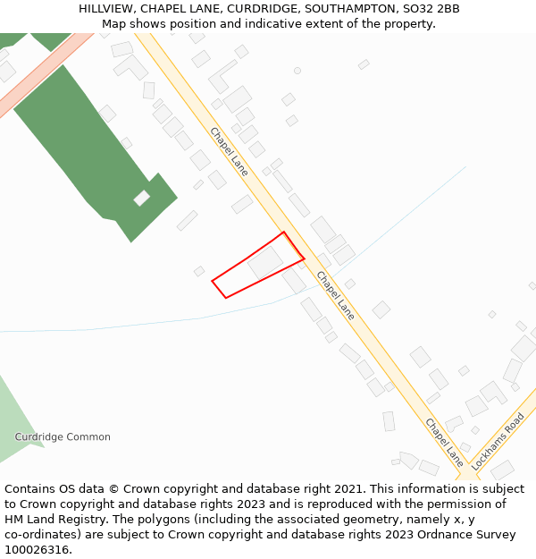 HILLVIEW, CHAPEL LANE, CURDRIDGE, SOUTHAMPTON, SO32 2BB: Location map and indicative extent of plot
