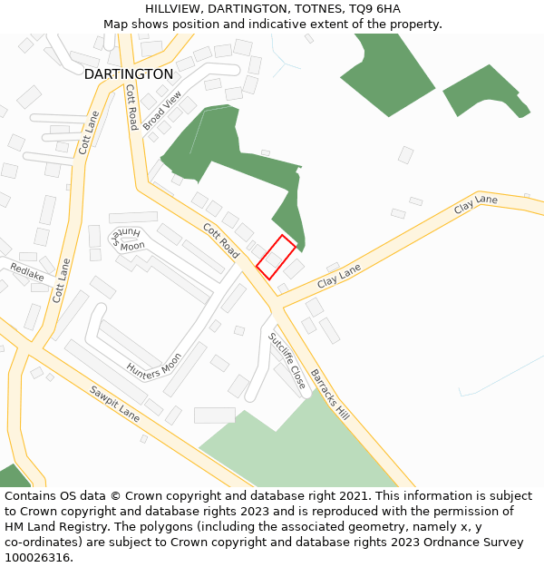 HILLVIEW, DARTINGTON, TOTNES, TQ9 6HA: Location map and indicative extent of plot