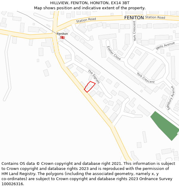 HILLVIEW, FENITON, HONITON, EX14 3BT: Location map and indicative extent of plot