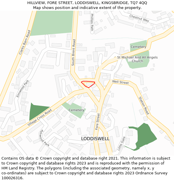 HILLVIEW, FORE STREET, LODDISWELL, KINGSBRIDGE, TQ7 4QQ: Location map and indicative extent of plot