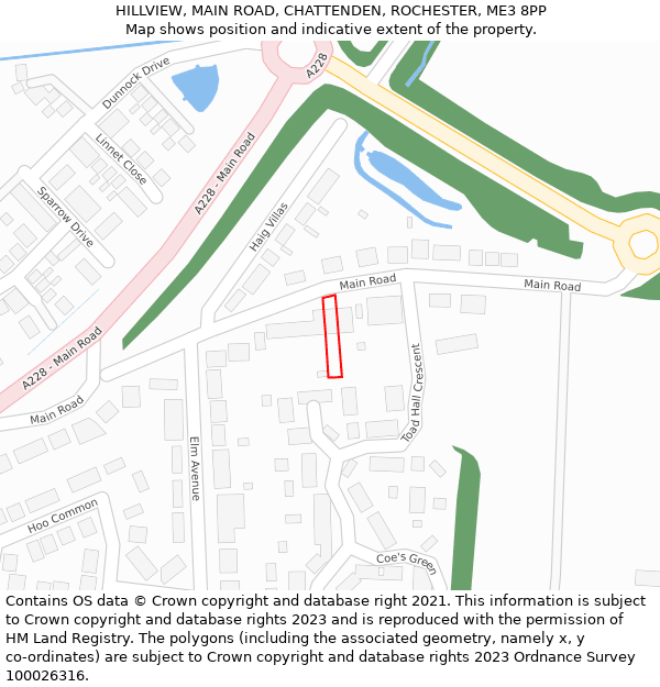 HILLVIEW, MAIN ROAD, CHATTENDEN, ROCHESTER, ME3 8PP: Location map and indicative extent of plot