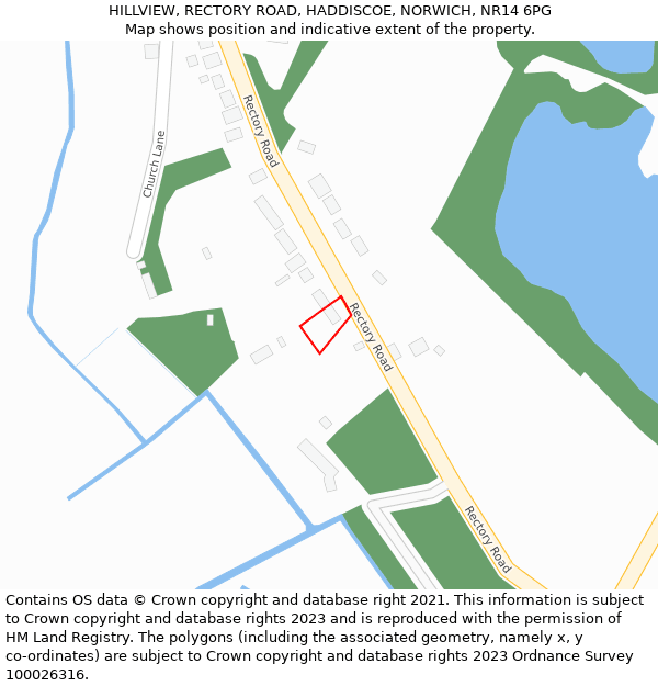 HILLVIEW, RECTORY ROAD, HADDISCOE, NORWICH, NR14 6PG: Location map and indicative extent of plot