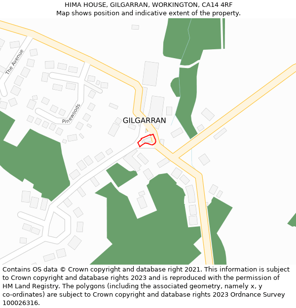HIMA HOUSE, GILGARRAN, WORKINGTON, CA14 4RF: Location map and indicative extent of plot