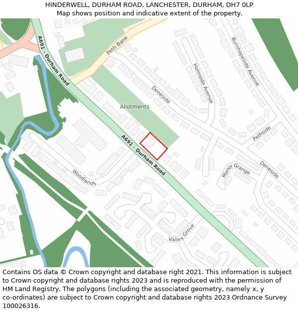 HINDERWELL, DURHAM ROAD, LANCHESTER, DURHAM, DH7 0LP: Location map and indicative extent of plot