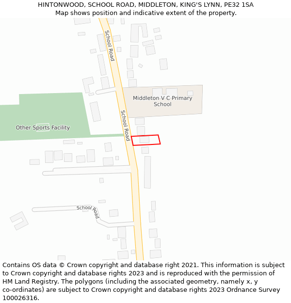 HINTONWOOD, SCHOOL ROAD, MIDDLETON, KING'S LYNN, PE32 1SA: Location map and indicative extent of plot