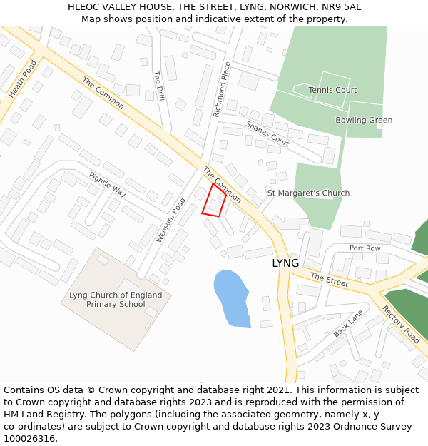 HLEOC VALLEY HOUSE, THE STREET, LYNG, NORWICH, NR9 5AL: Location map and indicative extent of plot