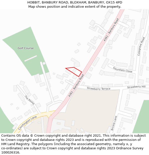 HOBBIT, BANBURY ROAD, BLOXHAM, BANBURY, OX15 4PD: Location map and indicative extent of plot