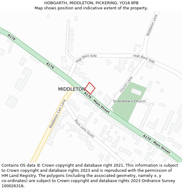 HOBGARTH, MIDDLETON, PICKERING, YO18 8PB: Location map and indicative extent of plot