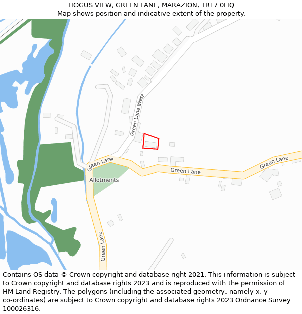 HOGUS VIEW, GREEN LANE, MARAZION, TR17 0HQ: Location map and indicative extent of plot