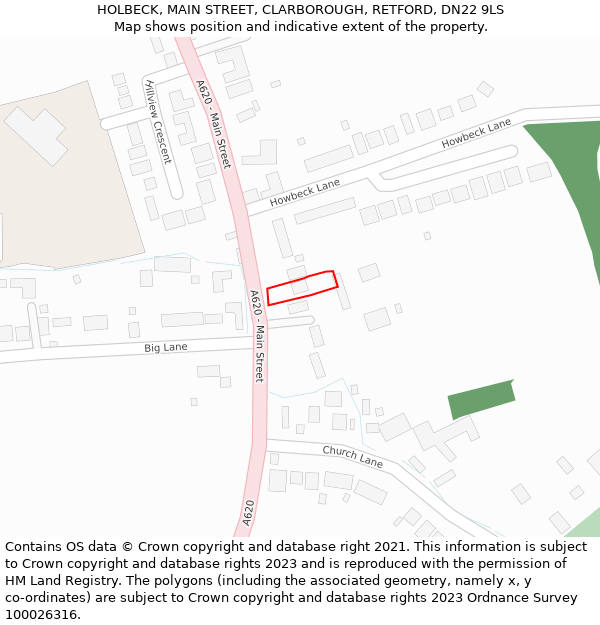 HOLBECK, MAIN STREET, CLARBOROUGH, RETFORD, DN22 9LS: Location map and indicative extent of plot