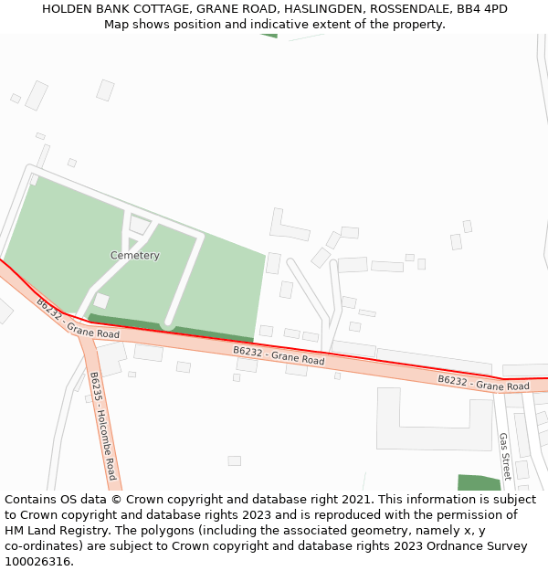 HOLDEN BANK COTTAGE, GRANE ROAD, HASLINGDEN, ROSSENDALE, BB4 4PD: Location map and indicative extent of plot