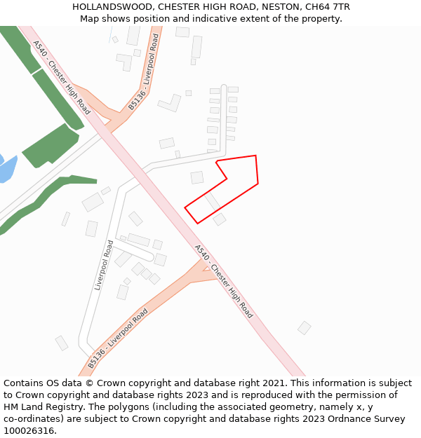 HOLLANDSWOOD, CHESTER HIGH ROAD, NESTON, CH64 7TR: Location map and indicative extent of plot