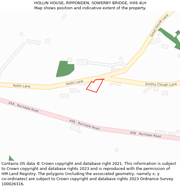 HOLLIN HOUSE, RIPPONDEN, SOWERBY BRIDGE, HX6 4LH: Location map and indicative extent of plot