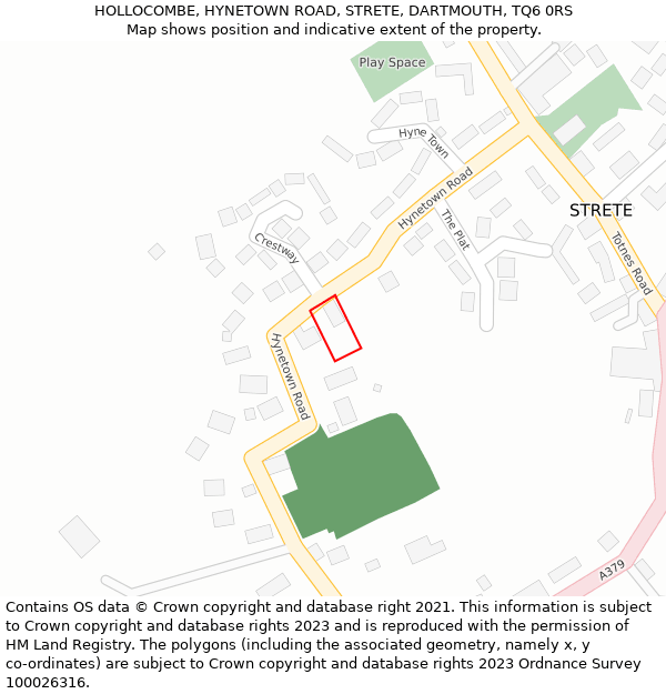 HOLLOCOMBE, HYNETOWN ROAD, STRETE, DARTMOUTH, TQ6 0RS: Location map and indicative extent of plot