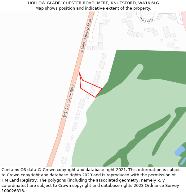 HOLLOW GLADE, CHESTER ROAD, MERE, KNUTSFORD, WA16 6LG: Location map and indicative extent of plot