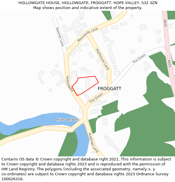 HOLLOWGATE HOUSE, HOLLOWGATE, FROGGATT, HOPE VALLEY, S32 3ZN: Location map and indicative extent of plot