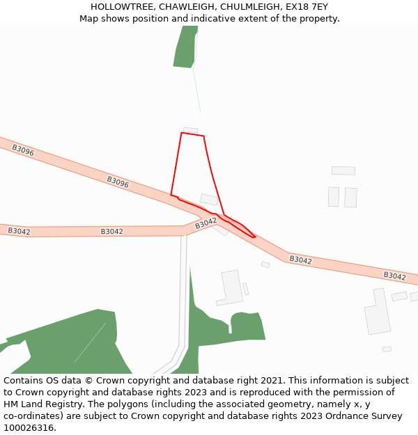 HOLLOWTREE, CHAWLEIGH, CHULMLEIGH, EX18 7EY: Location map and indicative extent of plot