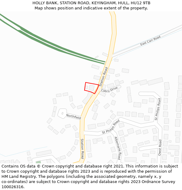 HOLLY BANK, STATION ROAD, KEYINGHAM, HULL, HU12 9TB: Location map and indicative extent of plot