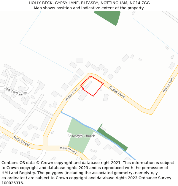 HOLLY BECK, GYPSY LANE, BLEASBY, NOTTINGHAM, NG14 7GG: Location map and indicative extent of plot