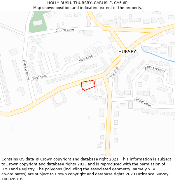 HOLLY BUSH, THURSBY, CARLISLE, CA5 6PJ: Location map and indicative extent of plot