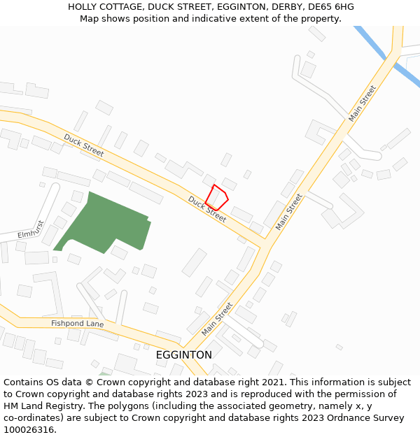 HOLLY COTTAGE, DUCK STREET, EGGINTON, DERBY, DE65 6HG: Location map and indicative extent of plot