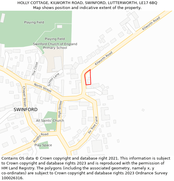 HOLLY COTTAGE, KILWORTH ROAD, SWINFORD, LUTTERWORTH, LE17 6BQ: Location map and indicative extent of plot