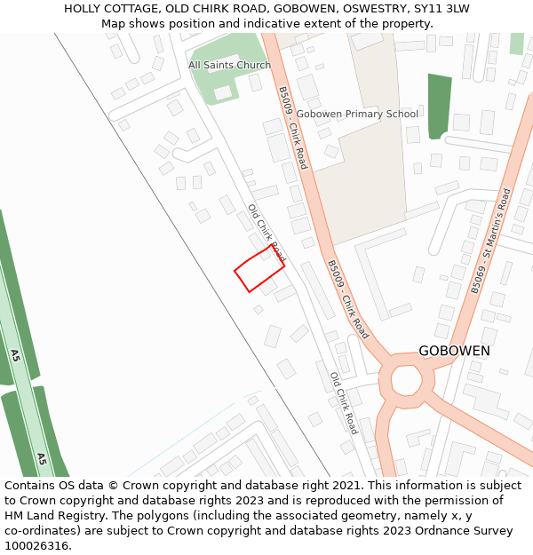 HOLLY COTTAGE, OLD CHIRK ROAD, GOBOWEN, OSWESTRY, SY11 3LW: Location map and indicative extent of plot