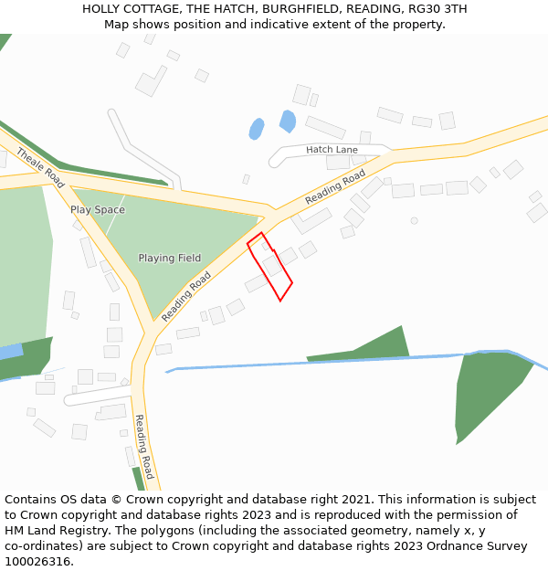 HOLLY COTTAGE, THE HATCH, BURGHFIELD, READING, RG30 3TH: Location map and indicative extent of plot