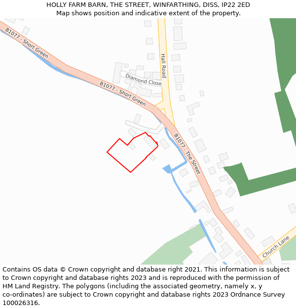 HOLLY FARM BARN, THE STREET, WINFARTHING, DISS, IP22 2ED: Location map and indicative extent of plot