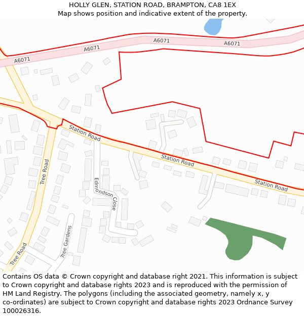 HOLLY GLEN, STATION ROAD, BRAMPTON, CA8 1EX: Location map and indicative extent of plot