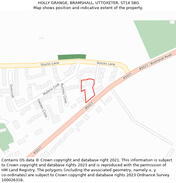 HOLLY GRANGE, BRAMSHALL, UTTOXETER, ST14 5BG: Location map and indicative extent of plot
