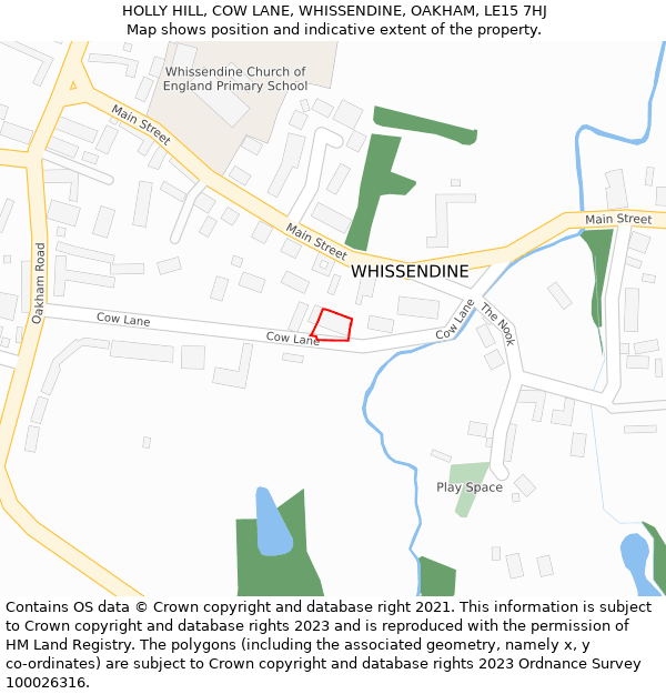 HOLLY HILL, COW LANE, WHISSENDINE, OAKHAM, LE15 7HJ: Location map and indicative extent of plot