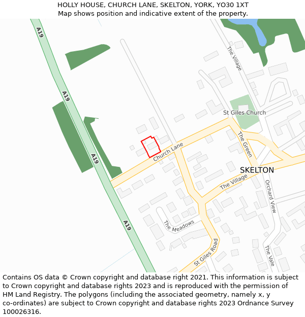 HOLLY HOUSE, CHURCH LANE, SKELTON, YORK, YO30 1XT: Location map and indicative extent of plot