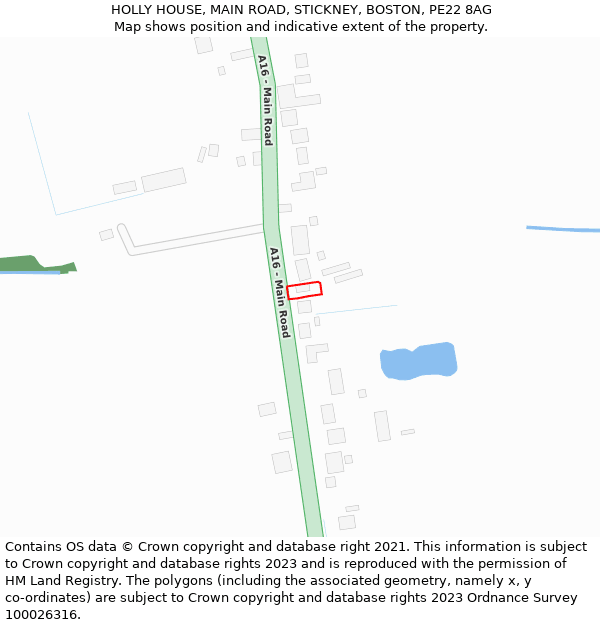 HOLLY HOUSE, MAIN ROAD, STICKNEY, BOSTON, PE22 8AG: Location map and indicative extent of plot